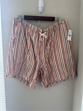 PacSun Striped Linen Blend Volley Shorts Orange Brown Cream NWT Men's XLG